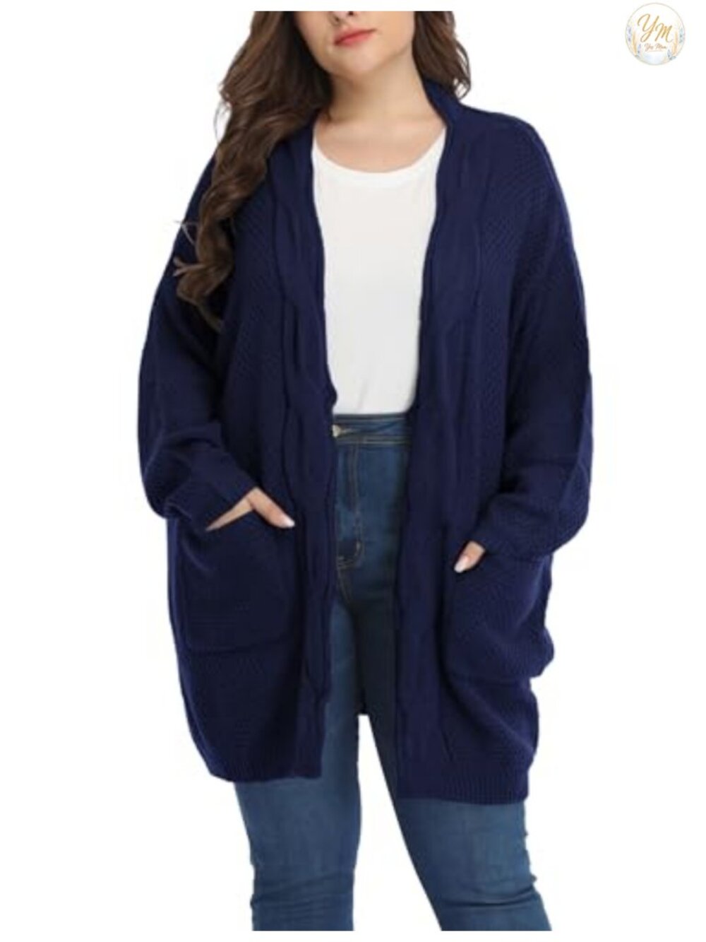 Plus Size Oversized Open Front Cardigan Long Batwing Sleeve Textured Knit